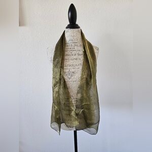 Accessory Street Dark Gold Satin Sheen Sheer Long Neck Scarf